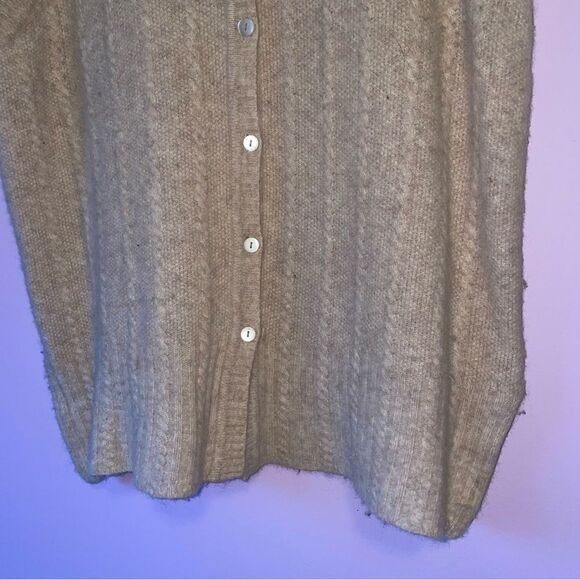 Jeanne Pierre L Wool Angora Blend Sweater Vest  Beige Sleeveless Cardigan - Picture 3 of 7